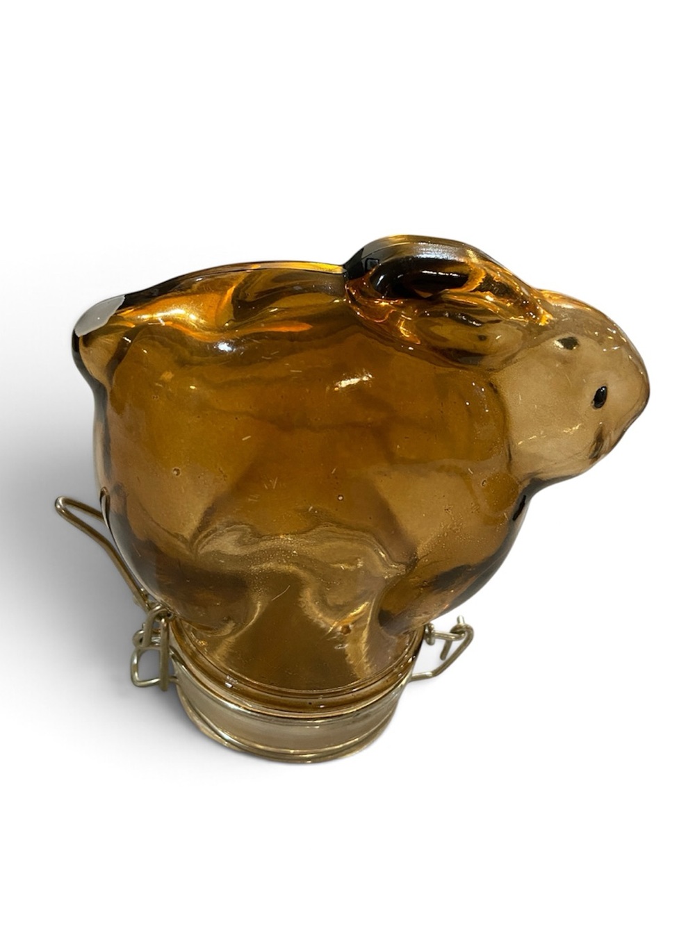 Contained Art Light Brown Clear Glass Bunny Rabbit Storage Jar